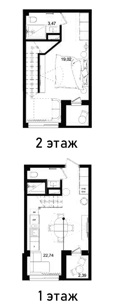 Планировка — Biarritz Club Residence, 1-комн., 52 м²