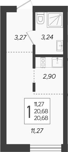 Планировка — Кислород, Студия, 21 м²