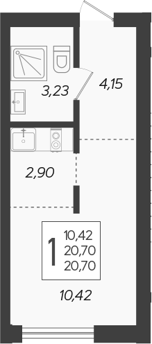 Планировка — Кислород, Студия, 21 м²