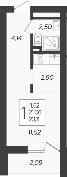 Планировка — Кислород, Студия, 21 м²