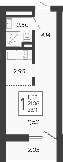 Планировка — Кислород, Студия, 21 м²