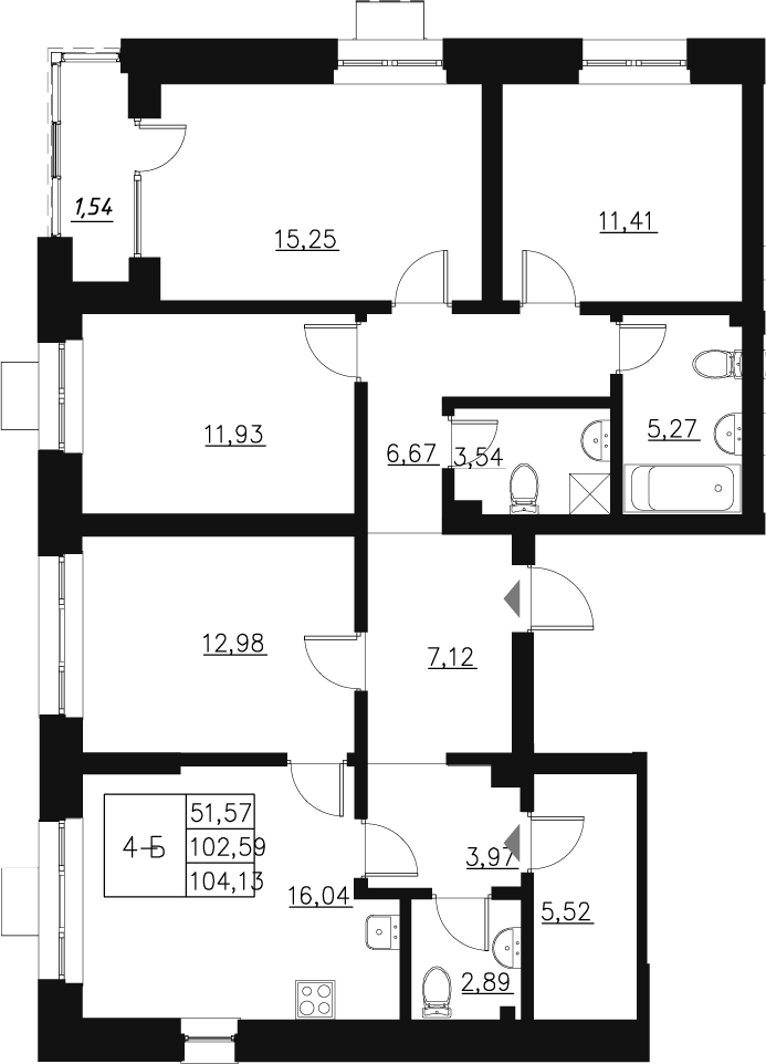Планировка — Q на Кулагина, 5-комн., 105 м²