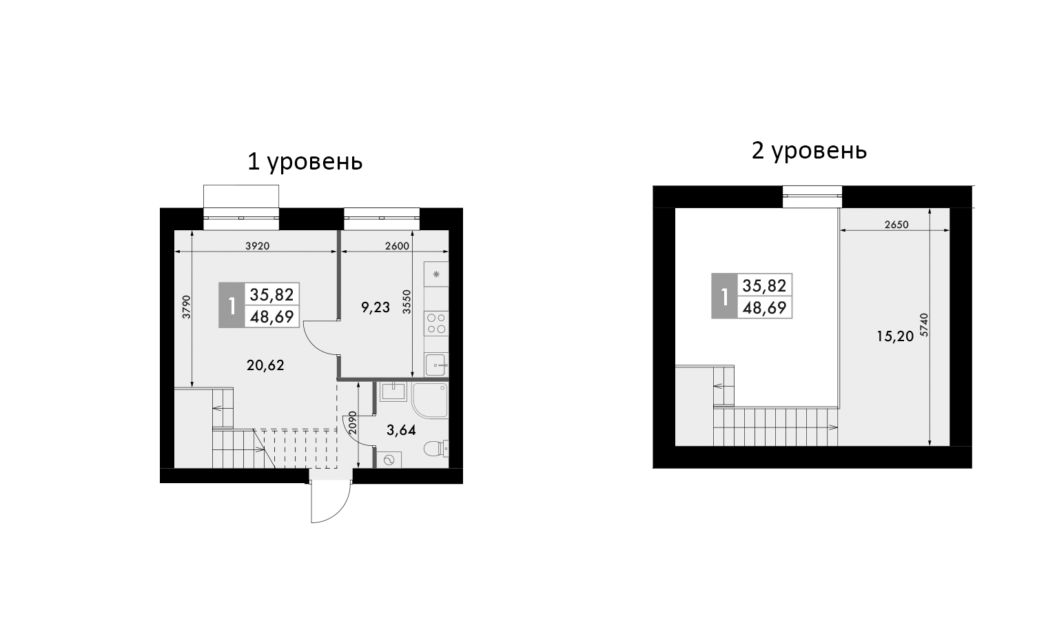 Планировка — Форест, 1-комн., 49 м²