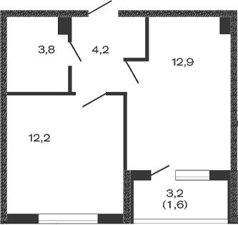 Планировка — Дзенпарк, 1-комн., 33 м²