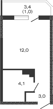 Планировка — Дзенпарк, Студия, 19 м²