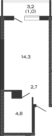 Планировка — Дзенпарк, Студия, 22 м²