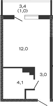 Планировка — Дзенпарк, Студия, 19 м²