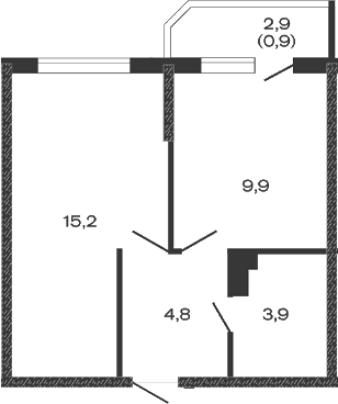 Планировка — Дзенпарк, 1-комн., 34 м²