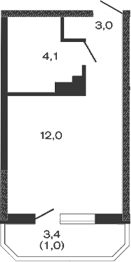 Планировка — Дзенпарк, Студия, 19 м²