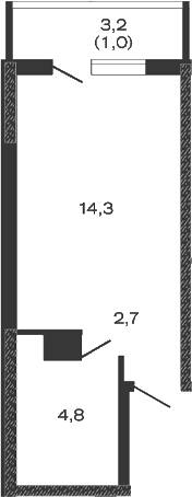 Планировка — Дзенпарк, Студия, 22 м²