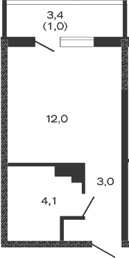 Планировка — Дзенпарк, Студия, 19 м²