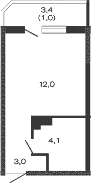 Планировка — Дзенпарк, Студия, 19 м²