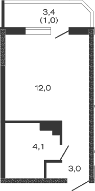 Планировка — Дзенпарк, Студия, 19 м²