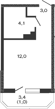 Планировка — Дзенпарк, Студия, 19 м²