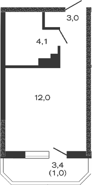 Планировка — Дзенпарк, Студия, 19 м²