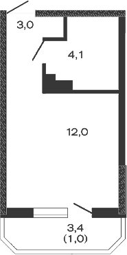 Планировка — Дзенпарк, Студия, 19 м²