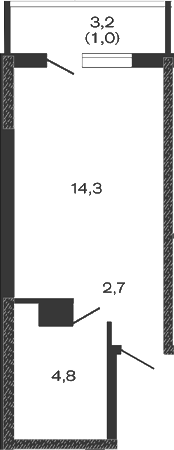 Планировка — Дзенпарк, Студия, 22 м²