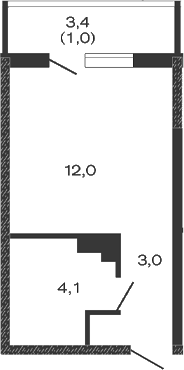 Планировка — Дзенпарк, Студия, 19 м²