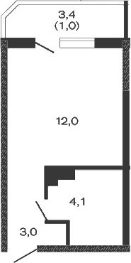 Планировка — Дзенпарк, Студия, 19 м²