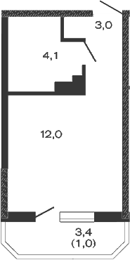Планировка — Дзенпарк, Студия, 19 м²