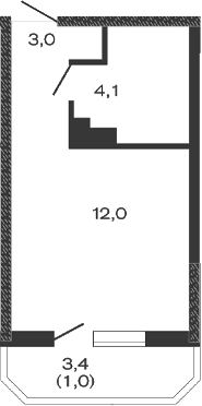 Планировка — Дзенпарк, Студия, 19 м²