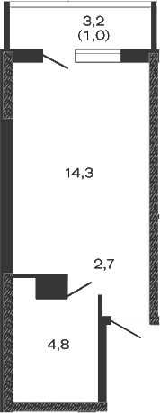 Планировка — Дзенпарк, Студия, 22 м²