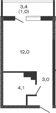 Планировка — Дзенпарк, Студия, 19 м²