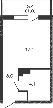 Планировка — Дзенпарк, Студия, 19 м²