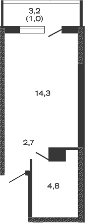Планировка — Дзенпарк, Студия, 22 м²