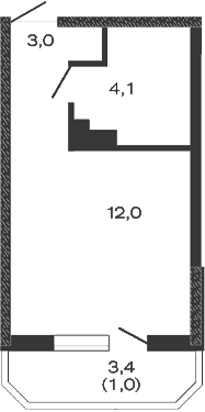 Планировка — Дзенпарк, Студия, 19 м²