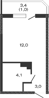 Планировка — Дзенпарк, Студия, 19 м²