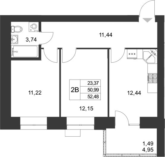 Планировка — Царево City, 2-комн., 51 м²
