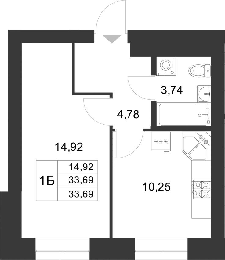 Планировка — Царево City, 1-комн., 34 м²