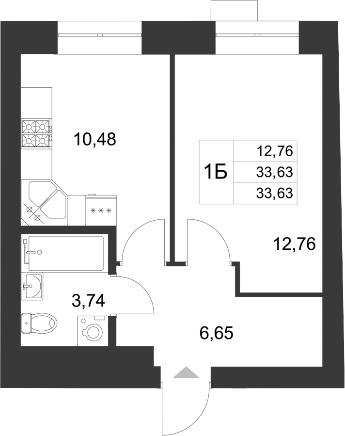 Планировка — Царево City, 1-комн., 34 м²