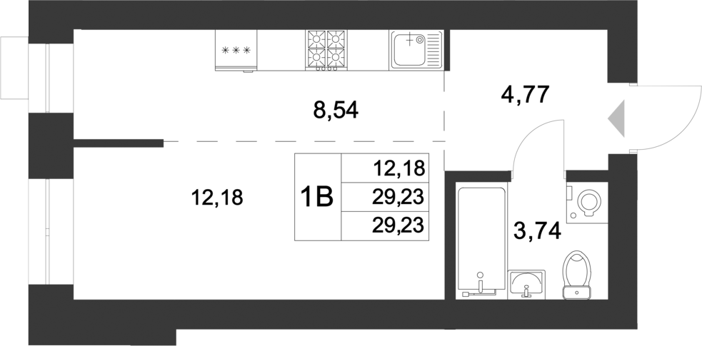 Планировка — Царево City, Студия, 29 м²