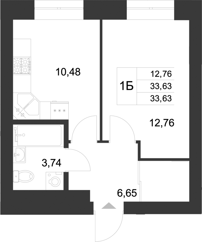 Планировка — Царево City, 1-комн., 34 м²