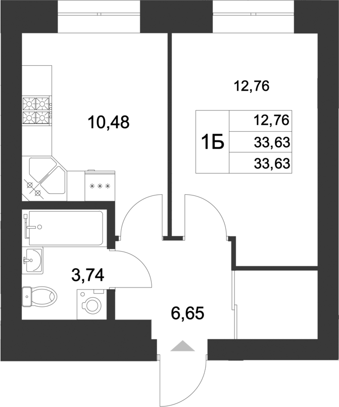 Планировка — Царево City, 1-комн., 34 м²