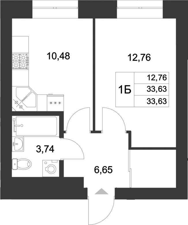 Планировка — Царево City, 1-комн., 34 м²