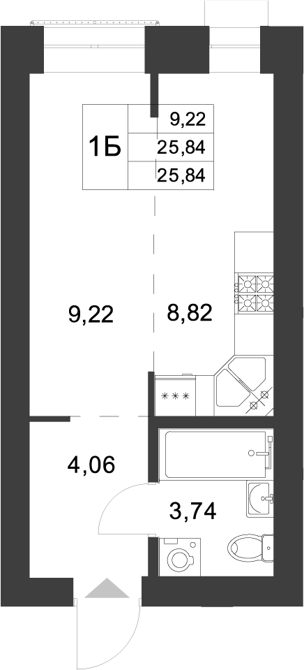 Планировка — Царево City, Студия, 26 м²