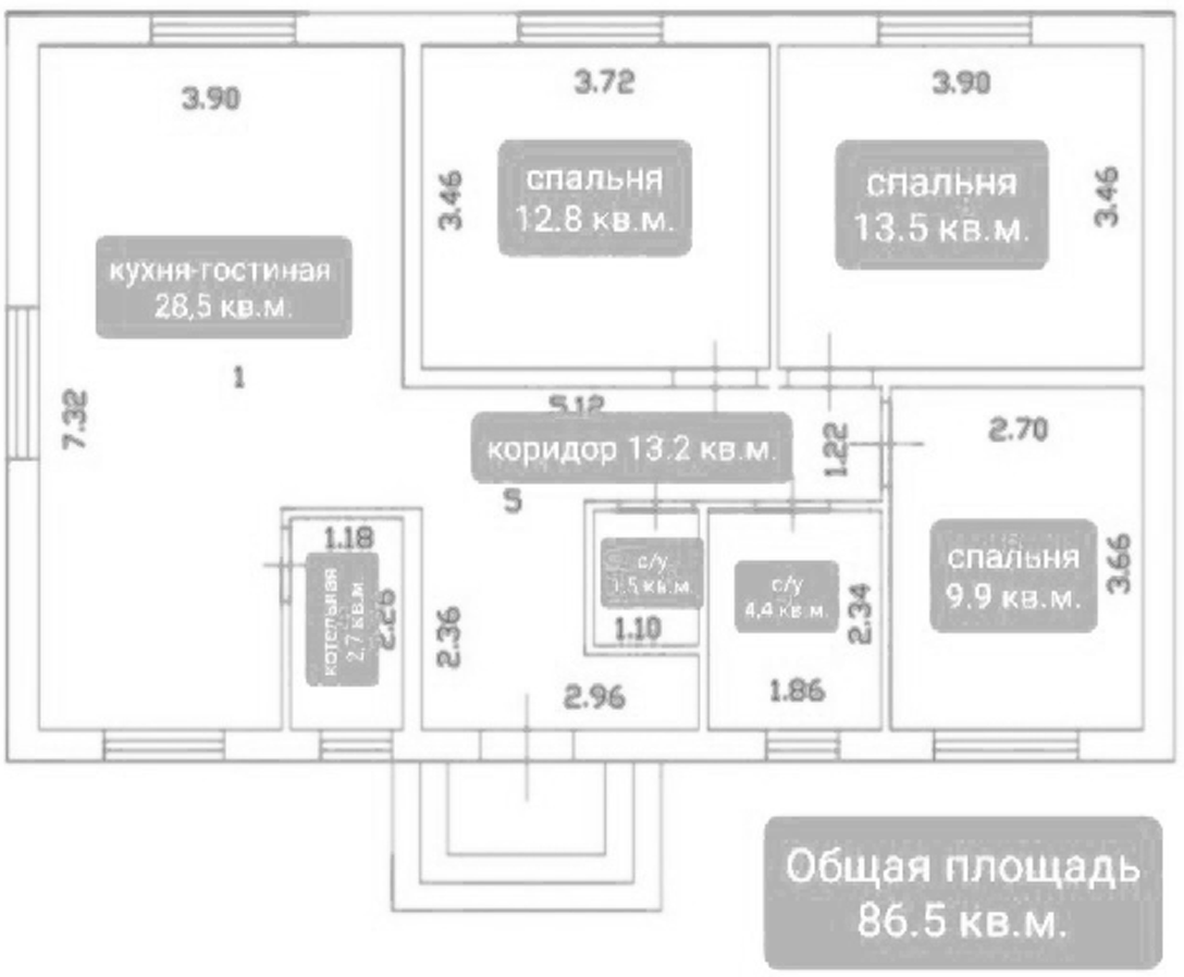 Планировка — Коттеджный поселок Солнце-парк, 3-комн., 87 м²