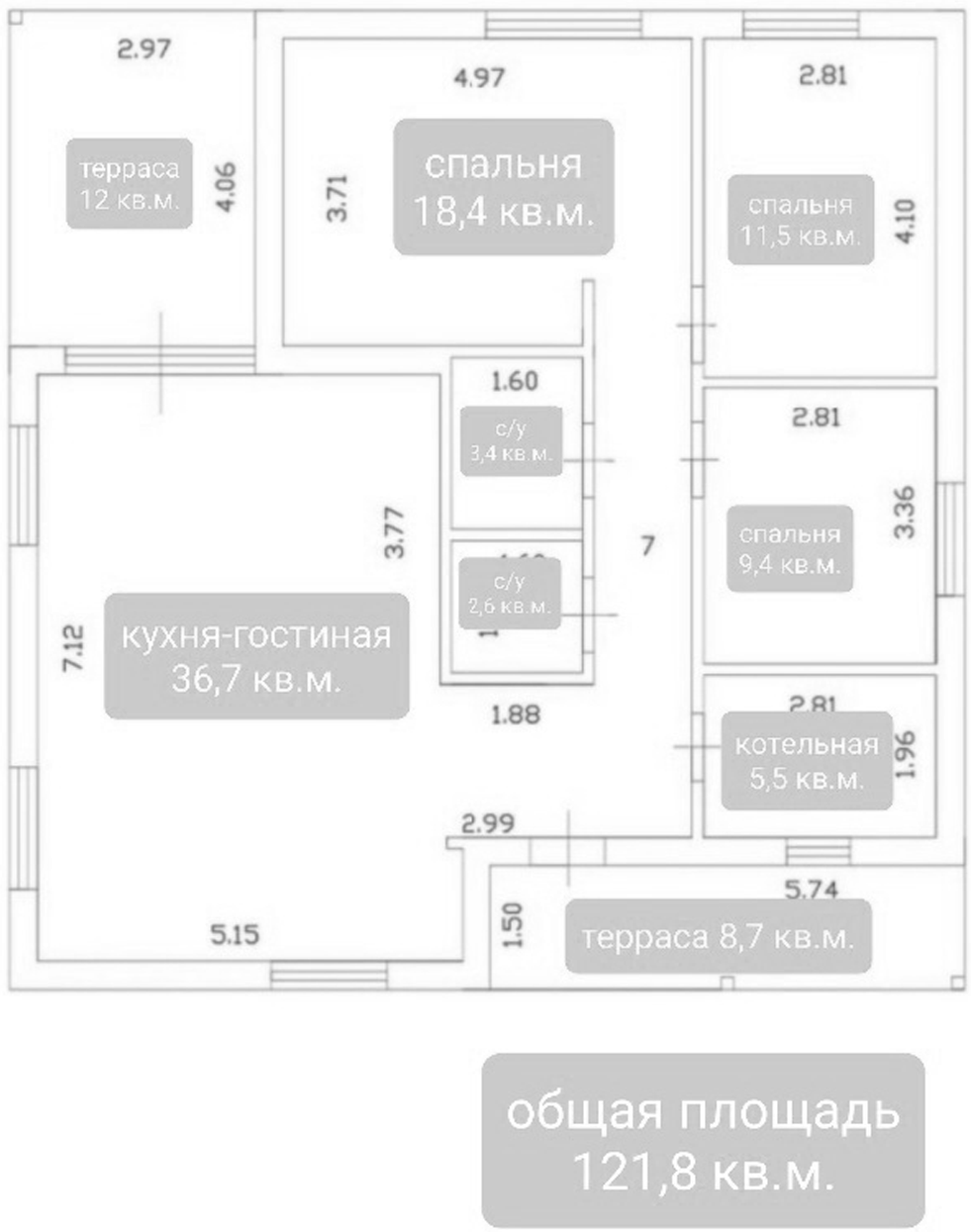 Планировка — Коттеджный поселок Солнце-парк, 3-комн., 101 м²