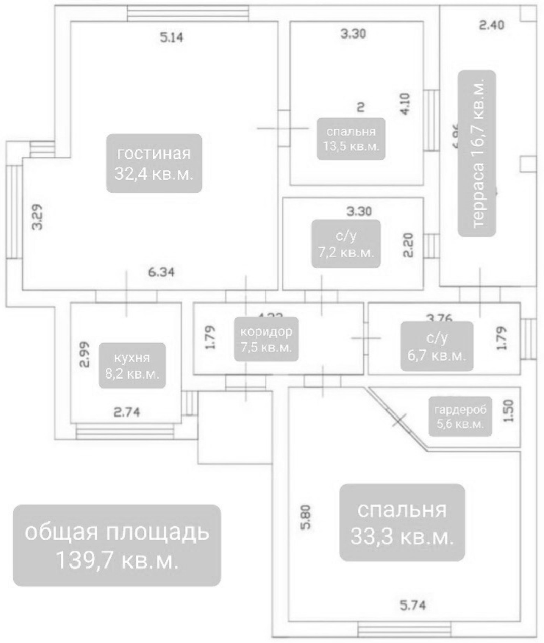 Планировка — Коттеджный поселок Солнце-парк, 3-комн., 123 м²