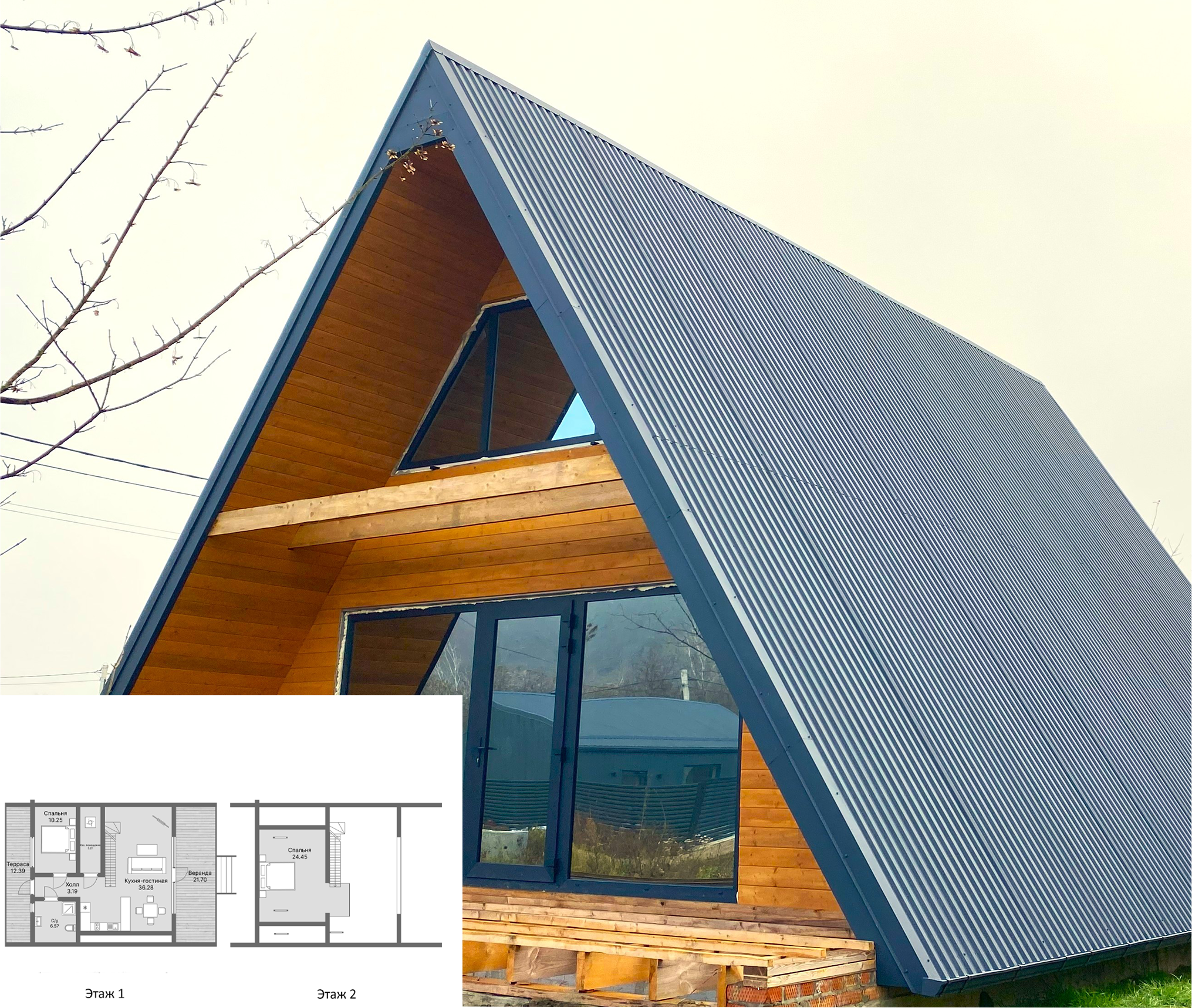 Планировка — Коттеджный поселок Долина яблок, 1-комн., 53 м²