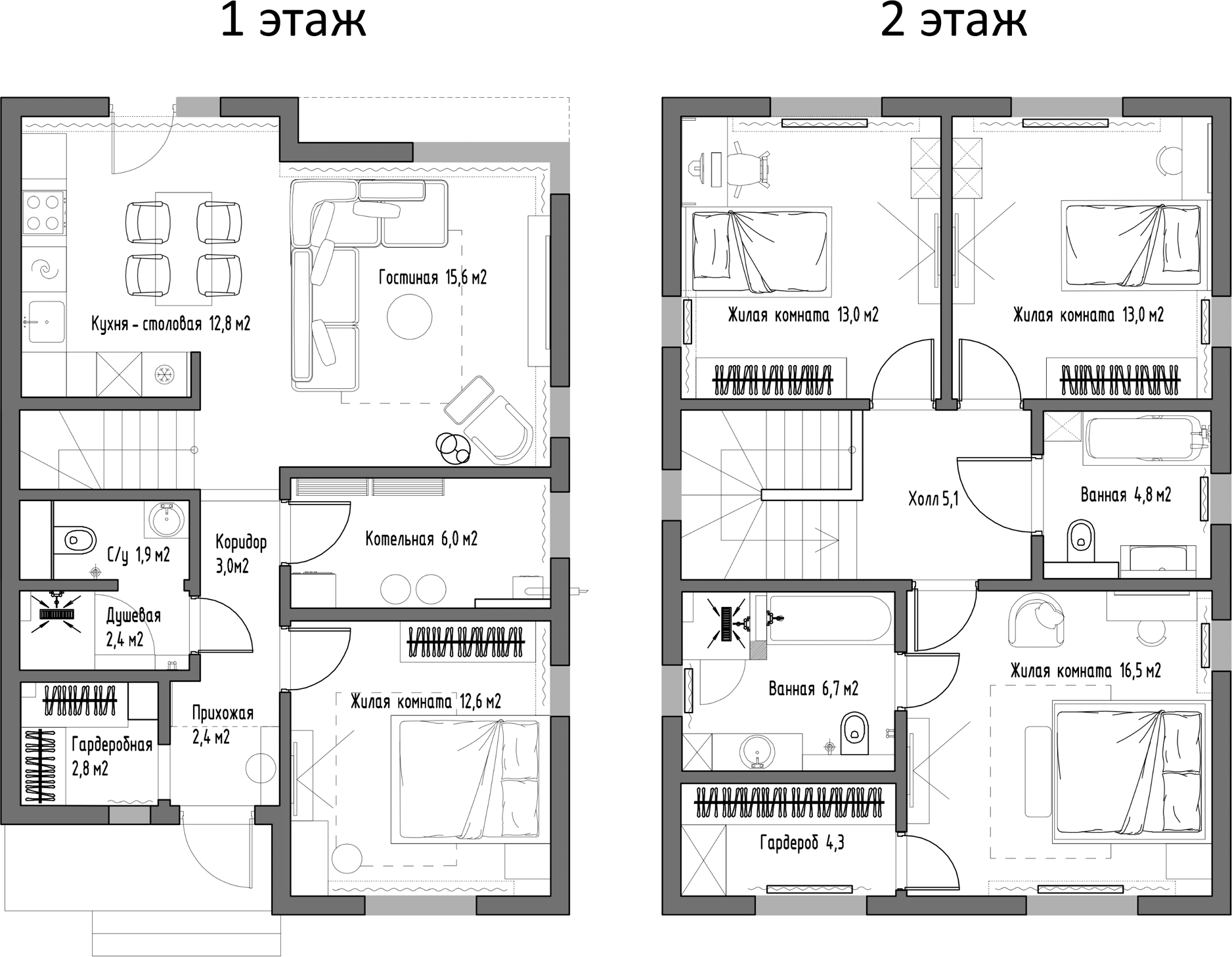 Планировка — Коттеджный поселок Литл Токио, 4-комн., 145 м²