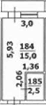 Планировка — Esenin Collection by Grace Group 4*, Студия, 18 м²