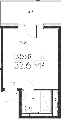 Планировка — Морелло, Студия, 24 м²