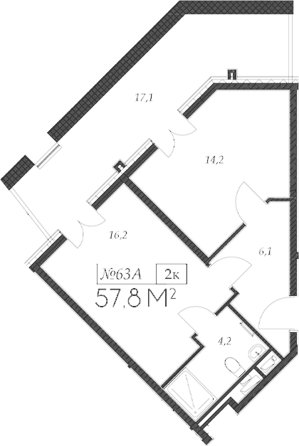Планировка — Морелло, 2-комн., 41 м²