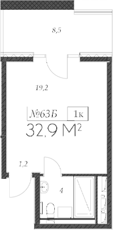 Планировка — Морелло, Студия, 24 м²