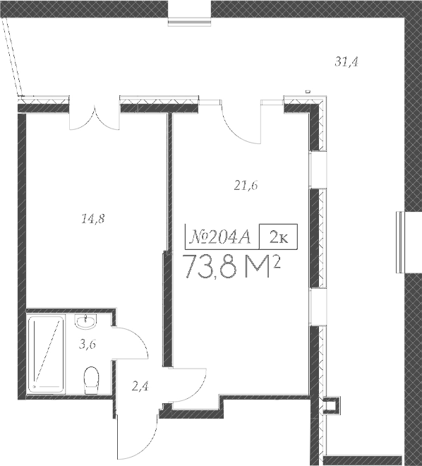 Планировка — Морелло, 2-комн., 42 м²