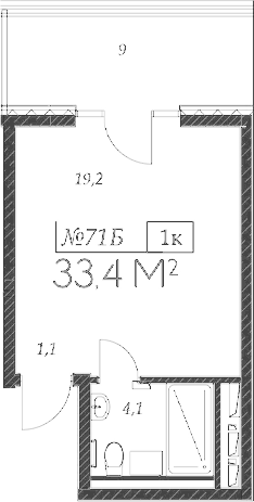 Планировка — Морелло, Студия, 24 м²